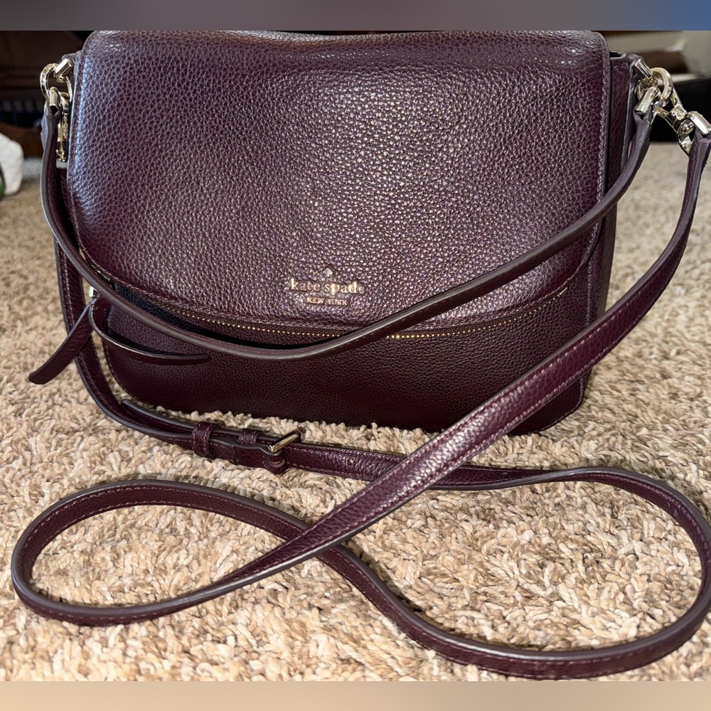 Kate Spade Medium Flap Shoulder/Crossbody Bag, Plum, Like New Condition!